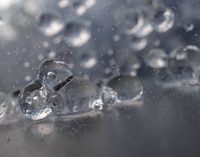 Water bubbles on water resistant surface
