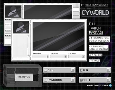 Stream overlay + Full Twitch Package "Cyworld"