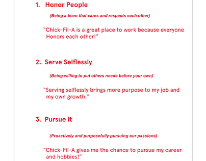 Chick-Fil-A Core Value Poster