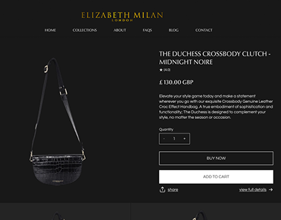 Elizabeth Milan London | Product page | Re-design
