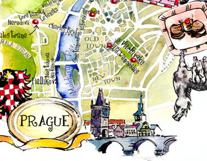 Prague art map illustration