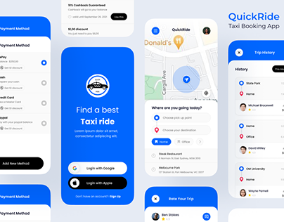 QuickRide | Taxi Booking App ui | UI/UX Design