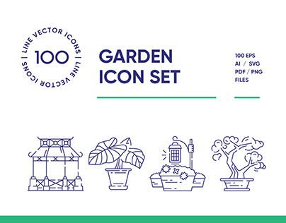 Gardening Line Icon Set