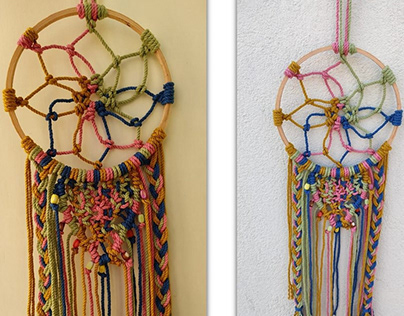Product made using yarn braiding and knotting