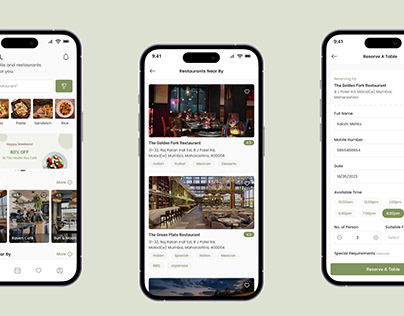 Restaurant Table Booking App UI Design