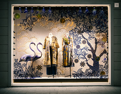 Woman shop windows Gianni Cuccuini + Dior
