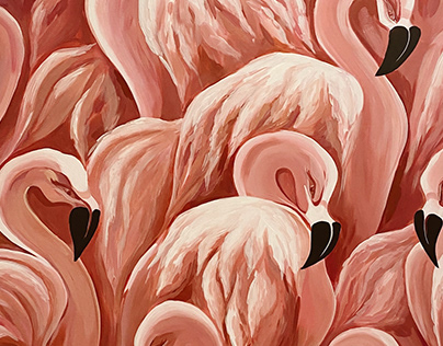 Wall painting/flamingos