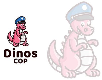 Dinos Cop Cute Kids Logo Template