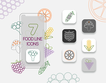 FOOD LINE ICONS SET FOR MOBILE APP