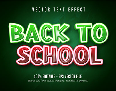 Back to school text, education style editable text effe