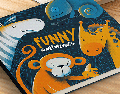 Funny animals book cover for children