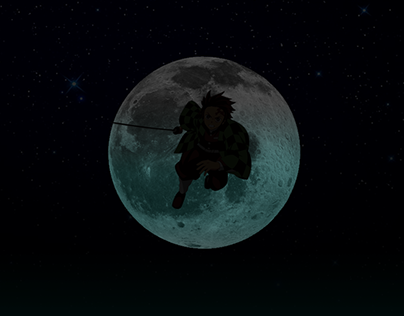 Tanjiro Kamado Moon Background Manga Wallpaper by patrika