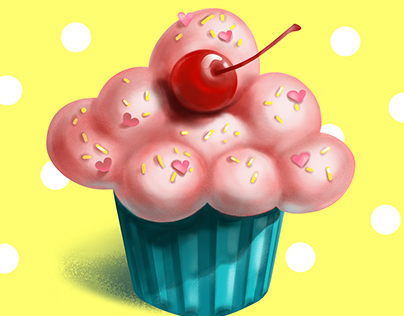 Bon appetit! Tasty sketches. Cupcake illustration.