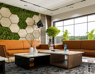 office reception area interior design and visualization