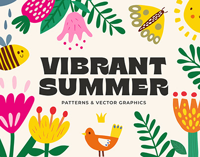 VIBRANT SUMMER patterns & graphic + FREEBIE!
