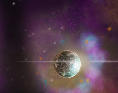 Space NFT 2: Solo planet in nebula