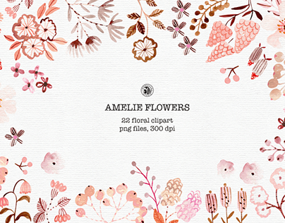 Amelie - Watercolor Floral Clipart