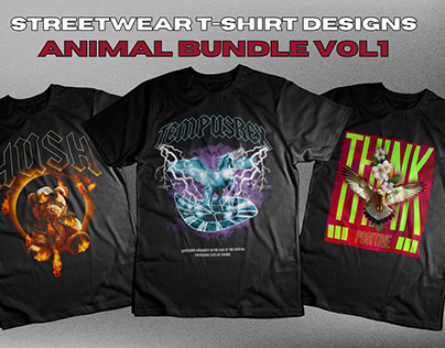 Streetwear Designs for T-Shirts ANIMAL Bundle VOL1