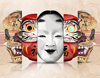 Japanese Masks / Digital illustration