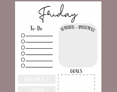 friday monday tuesday template to do planner