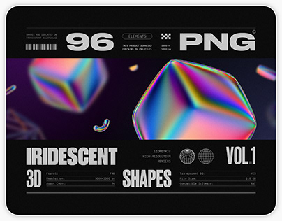 Iridescent geometric 3D shapes pack Vol.1