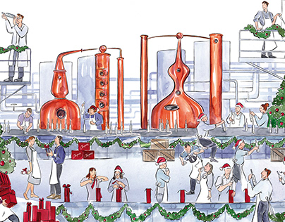 Chopin Vodka Christmas Illustration