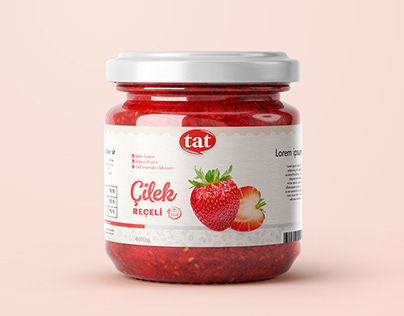 TAT Çilek Reçeli etiket tasarımı, Label Design for TAT
