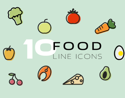 10 food line icons