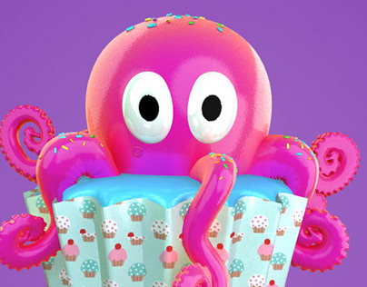 Cupcake with an octapus