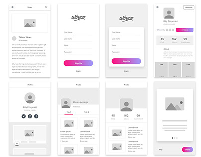 Wirex - Mobile App Wireframe