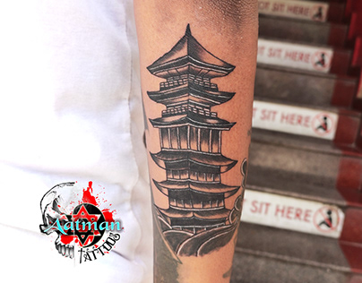 Japanese temple tattoos done by AATMAN TATTOOS