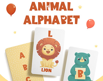 Flash Cards Illustration for Kids. Alphabet Cards