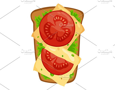 Toasts top view. Cartoon isolated