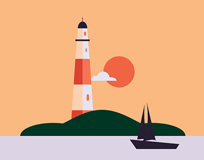 Flat Lighthouse Landscape illustration