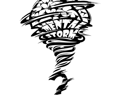 Storm in the brain with a question mark. Vector illustr