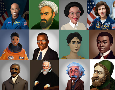 Digital Art - Portraits of famous personalities