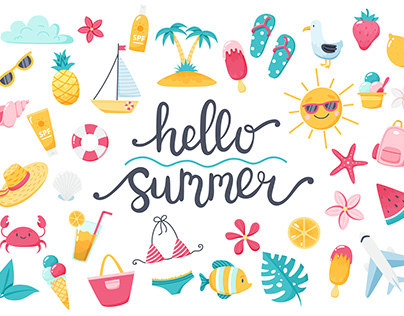 Hello summer elements illustration