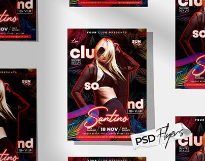 Summer Club Sound Flyer PSD Template