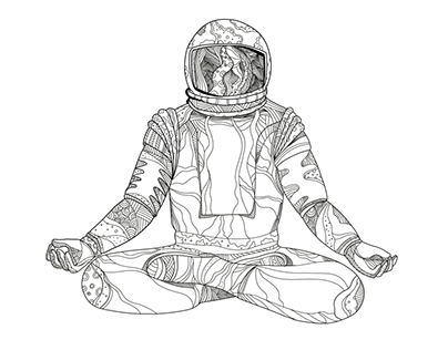 Astronaut Lotus Position Mandala