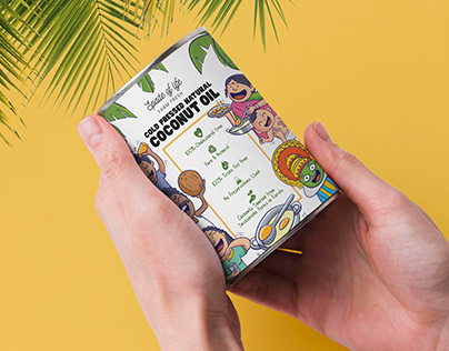 Coconut oil illustrated packaging concept