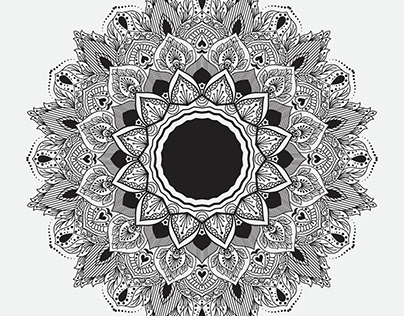 Eye catching black and white mandala background design.
