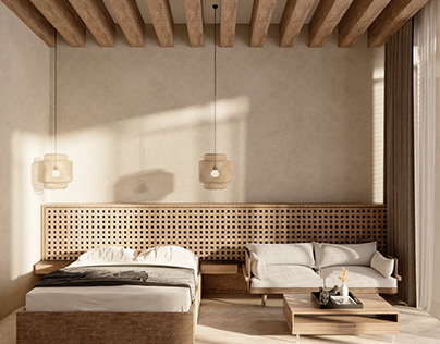 Bedroom with earthy style