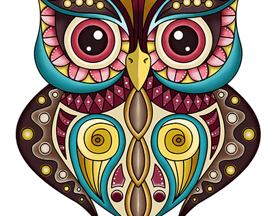 Illustration of an owl in colorful bright colors