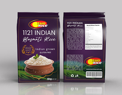 Basmati rice label for the Sunrise company