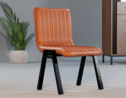 3D model of a leather chair and metal legs