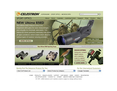 Celestron Sport Optics Web Landing Page