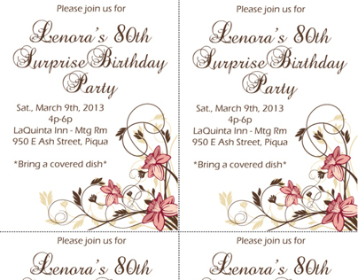 80th Birthday Party Invitation