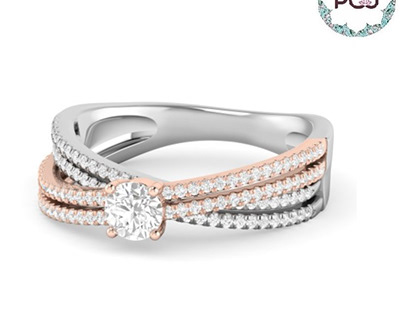 Perfect White & Rose Gold Diamond Ring By PC Jeweller