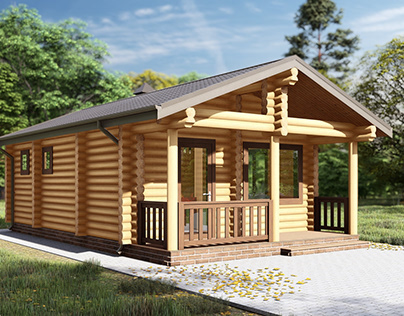 Log cabin bathhouse