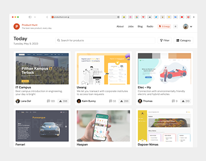 Product Hunt - Home, popular, and profile